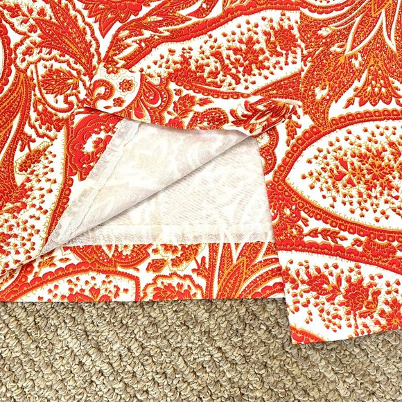 J. Crew Orange Paisley Stretch Cotton Pencil Skirt - Picture 6 of 9